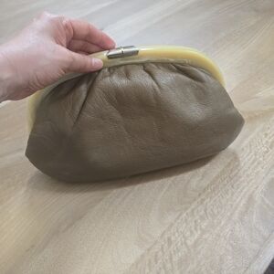 Vintage Ruth Saltz for Reghi Italy Leather Clutch - Lucite Frame - 1970s